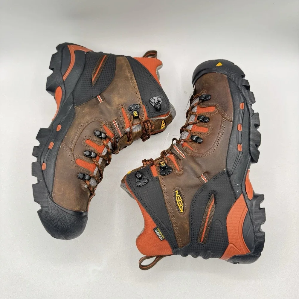 Keen Pittsburgh Boots Men's Size 9.5 D Orange Waterproof Leather